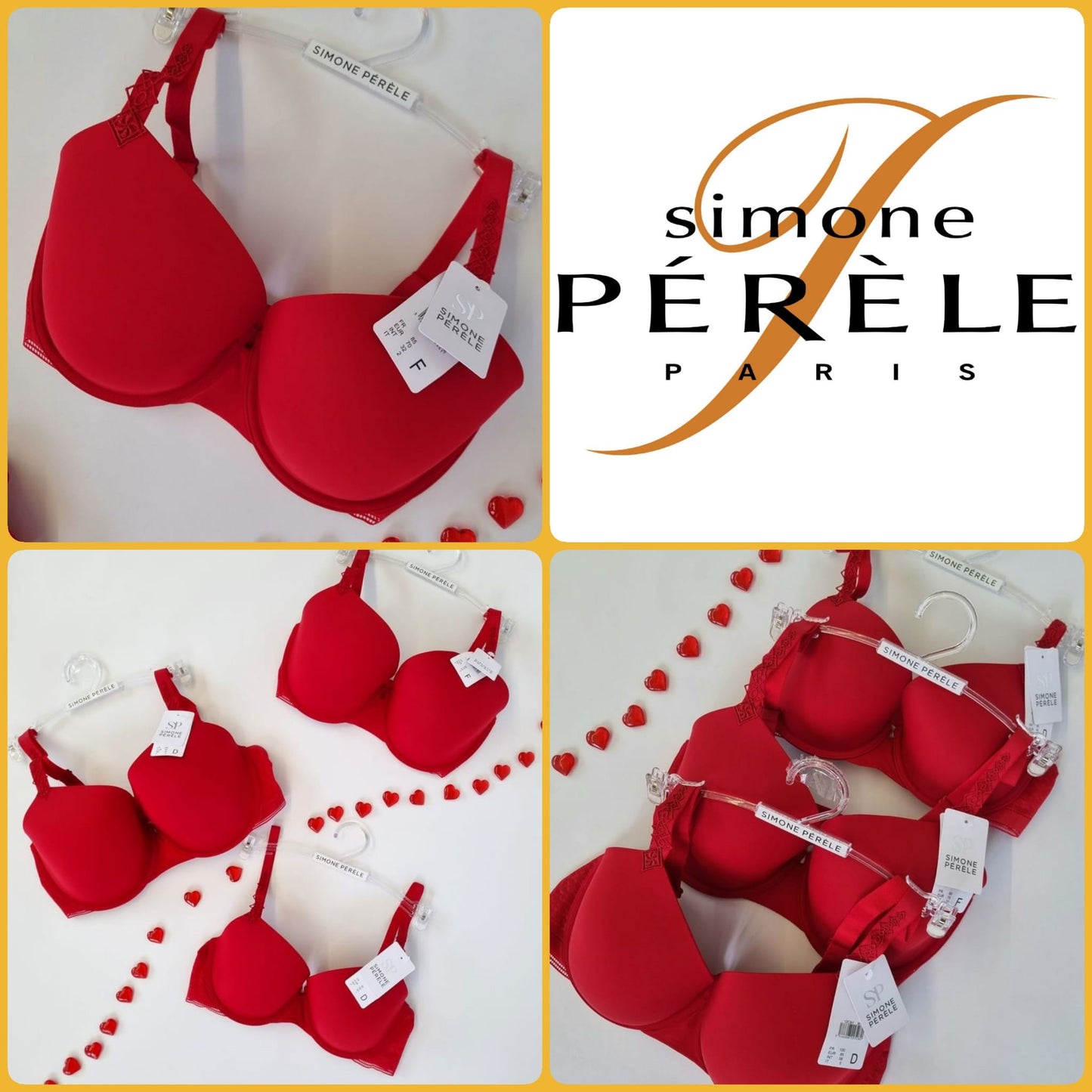 Red Bra Simon Perele Red Rose Bra Underwire Adjustable straps Full Spacer cups 30, 32, 34, 36, 38