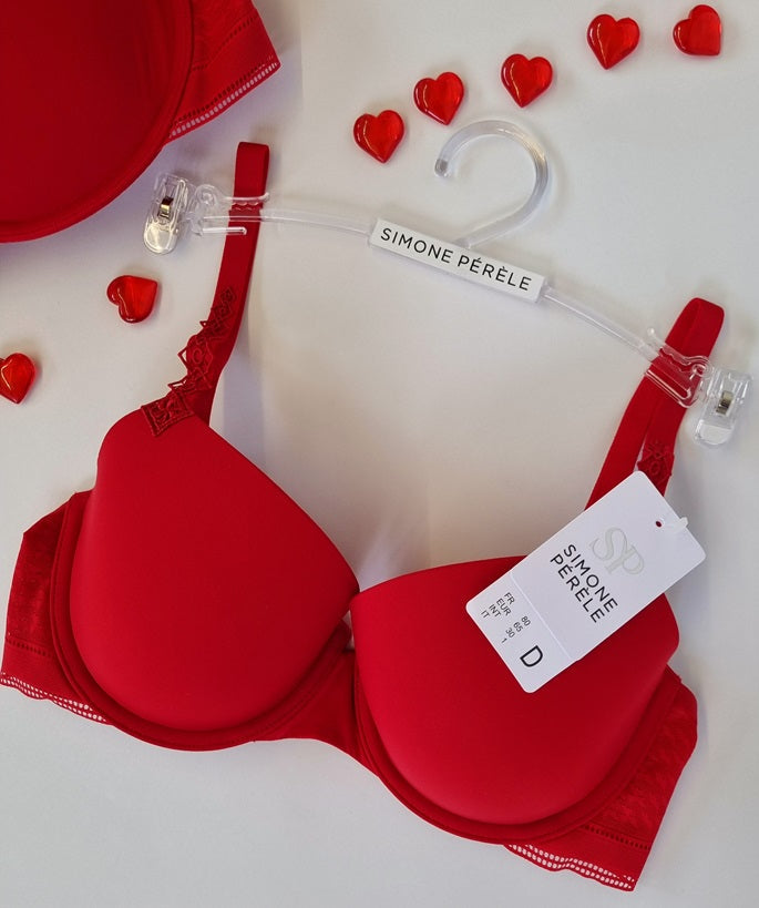 Red Bra Simon Perele Red Rose Bra Underwire Adjustable straps Full Spacer cups 30, 32, 34, 36, 38