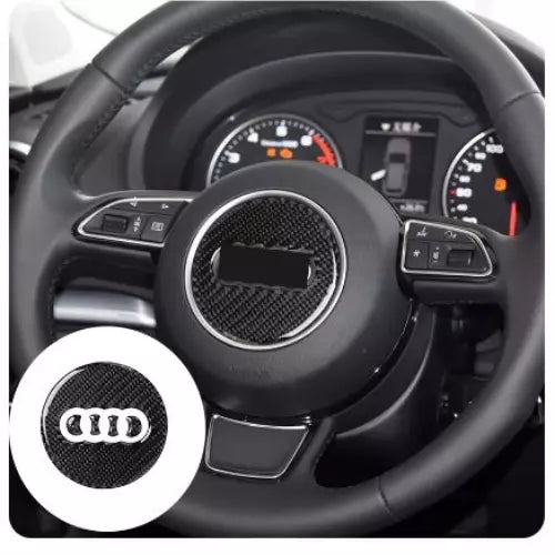 78 mm For Audi A1 A3 A4 A5 A6 A7 A8 Q3 Carbon Fibre Steering Wheel Sticker Decal