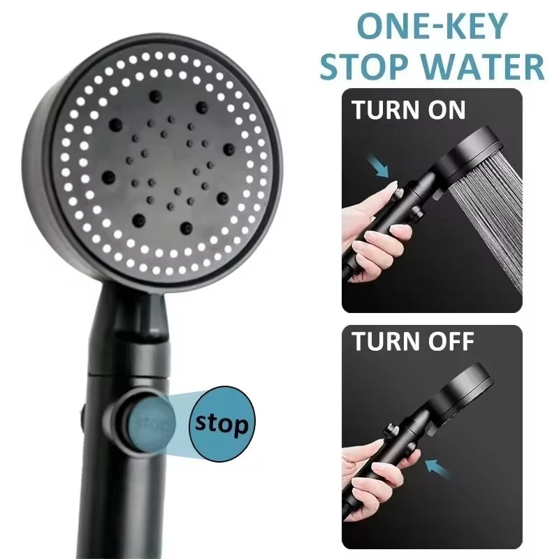 High Pressure Bath Shower Head 5 Mode Large Chrome Handset Head Saving