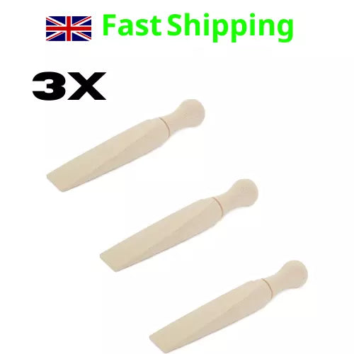 Door Stopper 3 x Traditional Wooden Beech Wood Door Stop Wedge Door Stopper stop