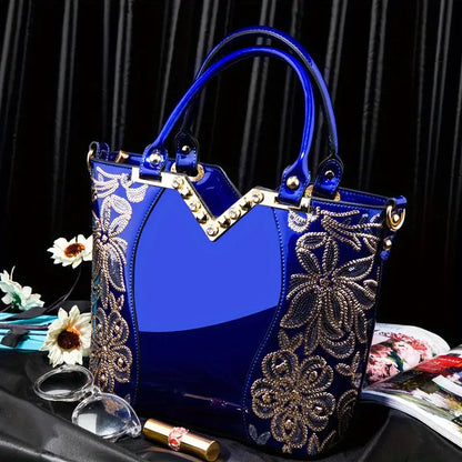 Patent Leather Shoulder Tote Handbag for Women