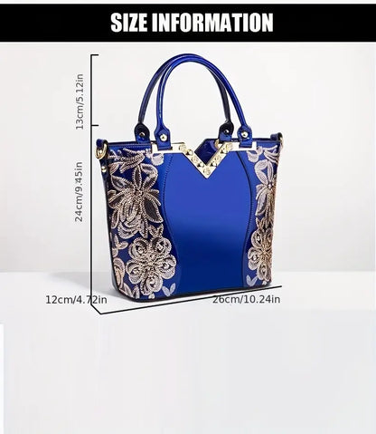 Patent Leather Shoulder Tote Handbag for Women