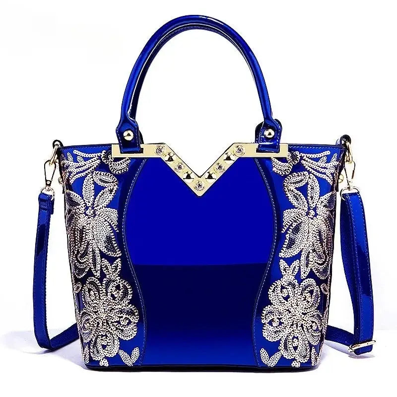 Patent Leather Shoulder Tote Handbag for Women