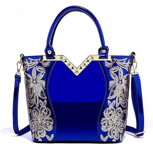 Patent Leather Shoulder Tote Handbag for Women