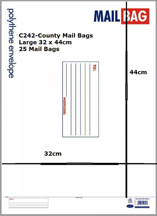 Mail Bags County Polythene Mail Bags envelopes 25 x Large Polythene Mail Bags 32 x 44cm