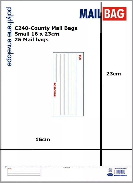 County Small Mail Bags Polythene bags Pack of 25 16x23cm C240
