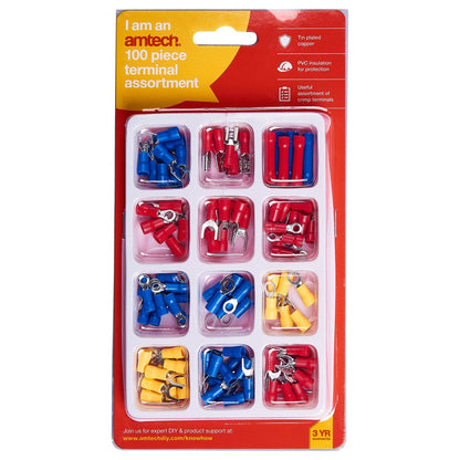 Terminal Assortment 100 Piece Tin Plated Copper Electrical Terminal Assortment