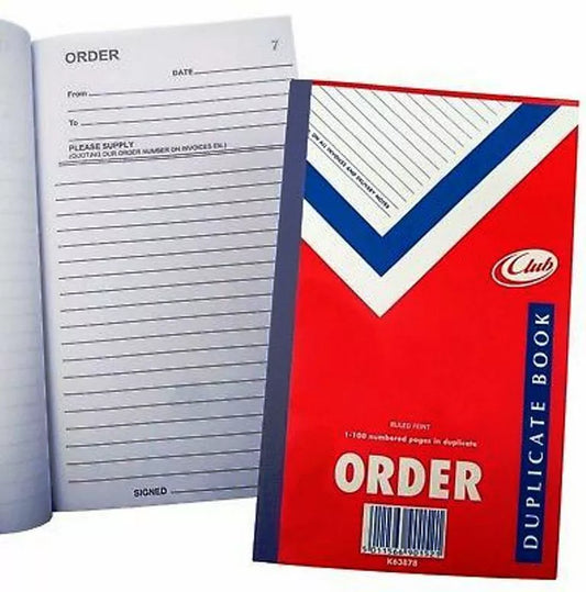 Order Book incl one Carbon Sheet Duplicate order Book 100 Pages 1 x Book
