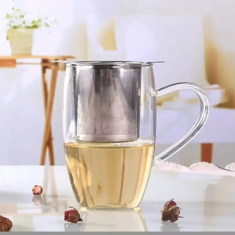 Stainless Steel Mesh Tea Infuser Strainer Metal Loose Leaf Cup Filter With Lid