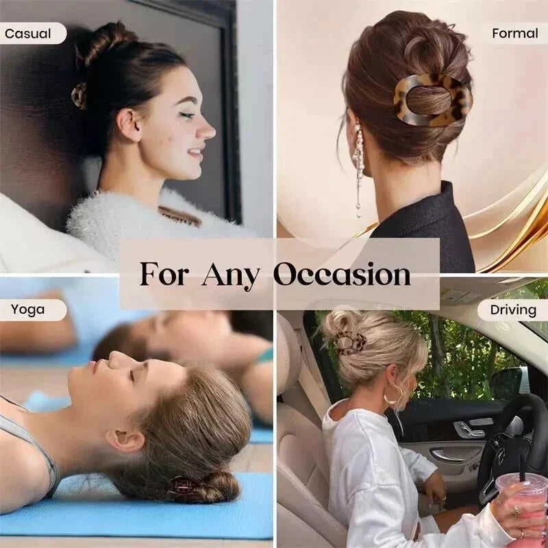 4PCS Flat Hair Clips for Thick Thin Hair, Round Lay Down Claw Clips for Women, Random colour