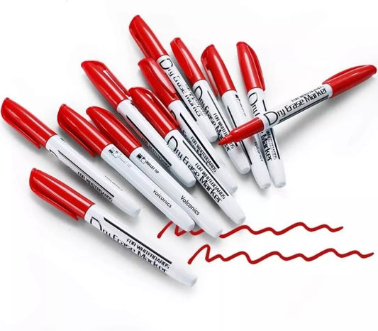 Dry Wipe Red Markers For Whiteboard bullet Tip Non Toxic 4 x Dry Wipe Red Markers