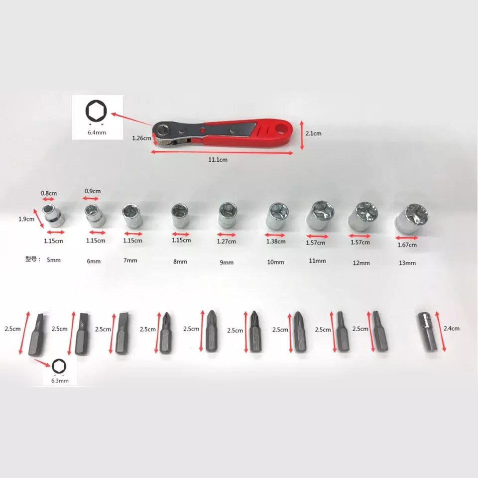 Magnetic Screwdriver Bits Set Mini Ratchet Wrench Right Angle Drive High Torque