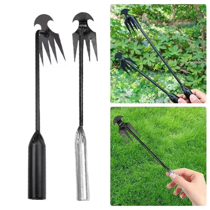 4-Teeth Weed Pulling Tool Portable Weed Puller Weeder Digger Rake Gardening Hoes