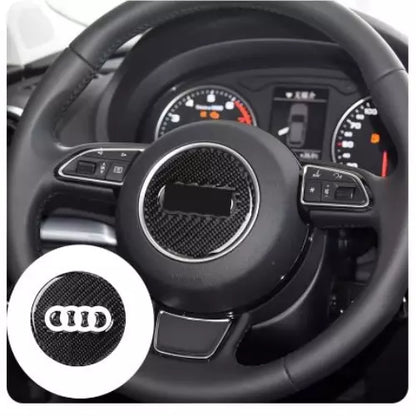 78 mm For Audi A1 A3 A4 A5 A6 A7 A8 Q3 Carbon Fibre Steering Wheel Sticker Decal