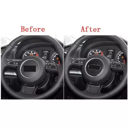 78 mm For Audi A1 A3 A4 A5 A6 A7 A8 Q3 Carbon Fibre Steering Wheel Sticker Decal