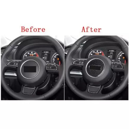 78 mm For Audi A1 A3 A4 A5 A6 A7 A8 Q3 Carbon Fibre Steering Wheel Sticker Decal
